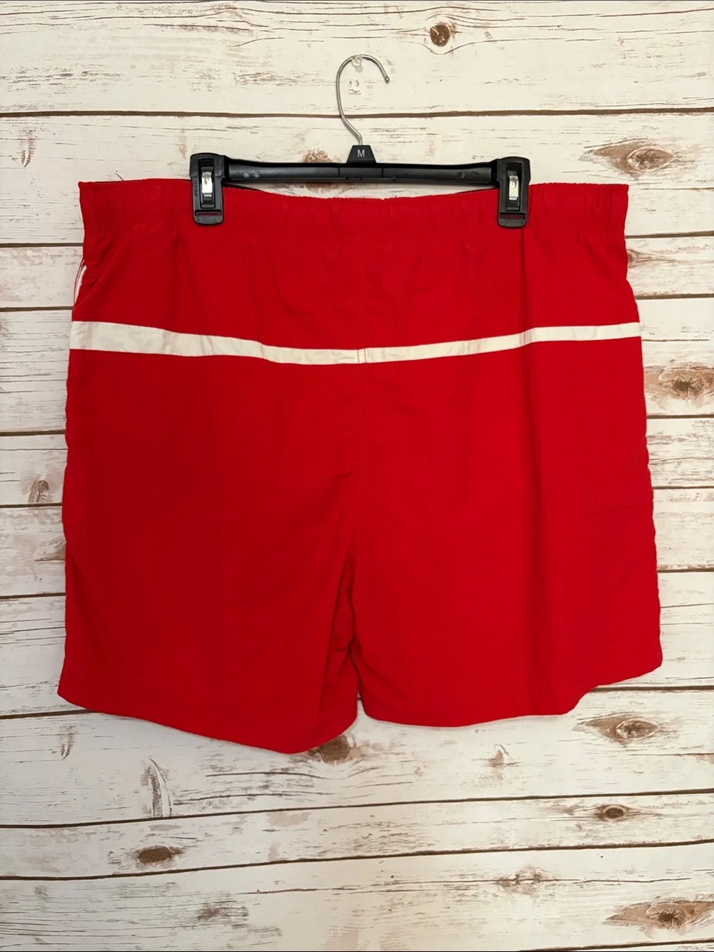 Nautica Red Swim Trunks with White Stripe